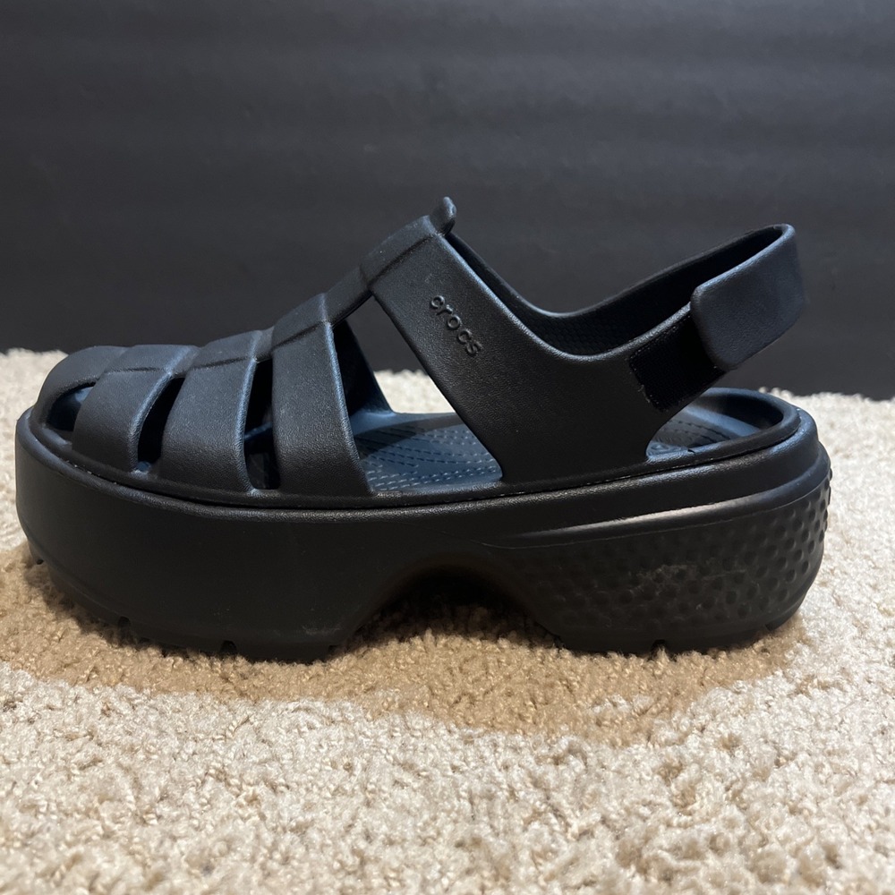 Crocs Stomp Fisherman Platform Sandals Black  Women's 10 Men's 8 Chunky - Picture 7 of 8